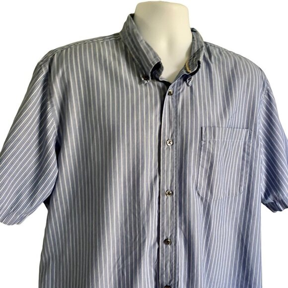 Basic Edition Casual Striped Short Sleeve Button Down Shirt XL - Picture 4 of 7